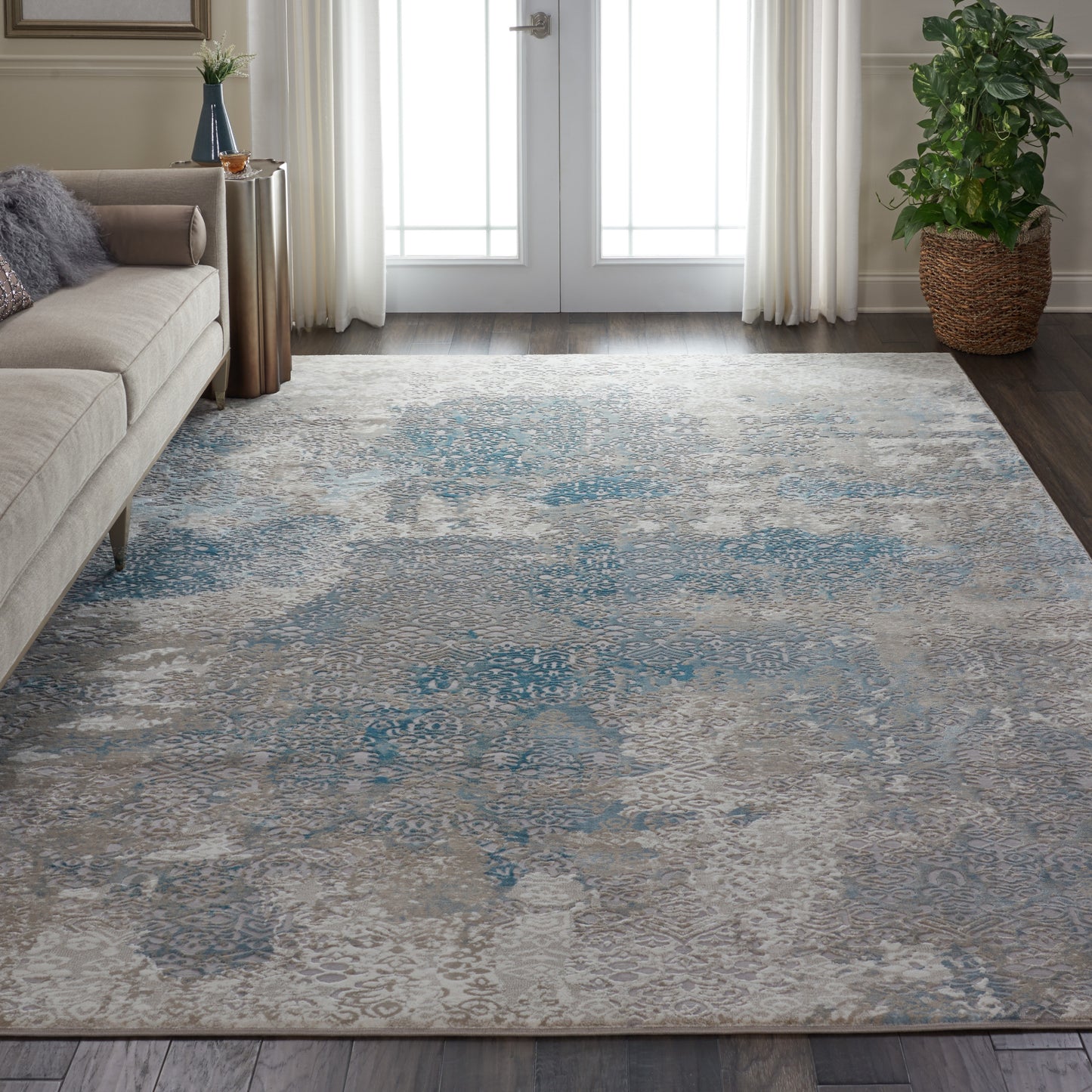 Nourison Home Karma  Ivory Light Blue  Transitional