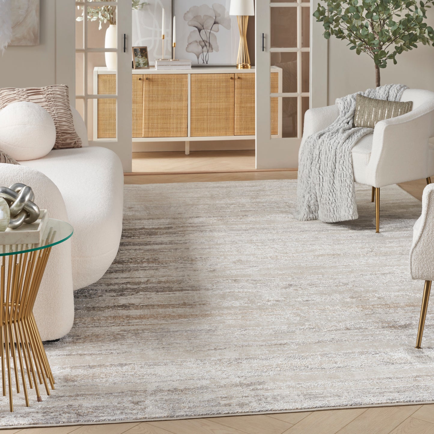 Nourison Home Glitz  Cream Grey  Contemporary