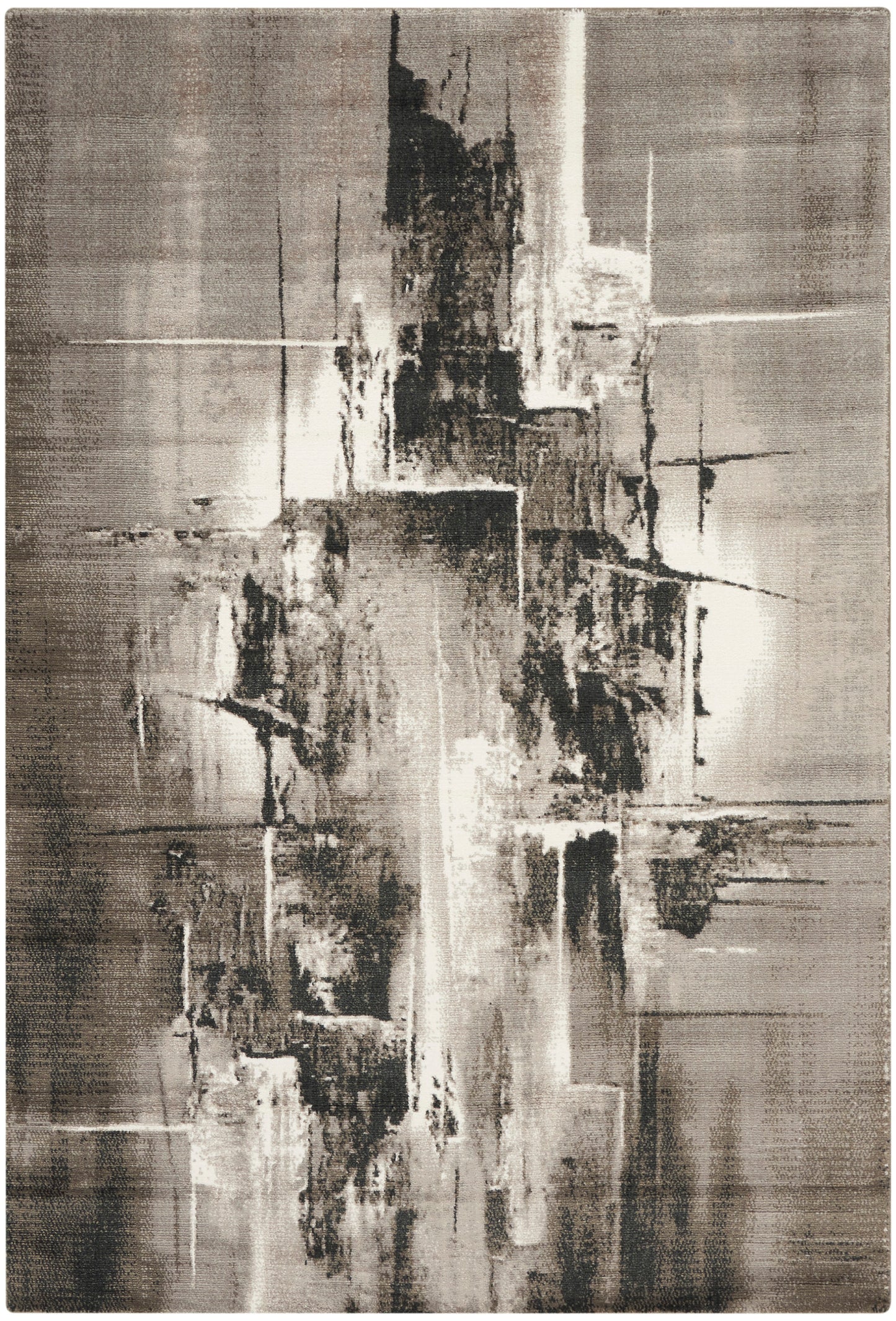 Nourison Home Twilight TWI30 Grey Ivory Black Contemporary Power-loomed Rug