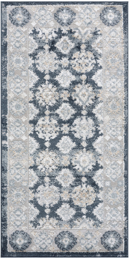 Nourison Home Dekor DEK02 Grey Navy Traditional Machine Woven Rug