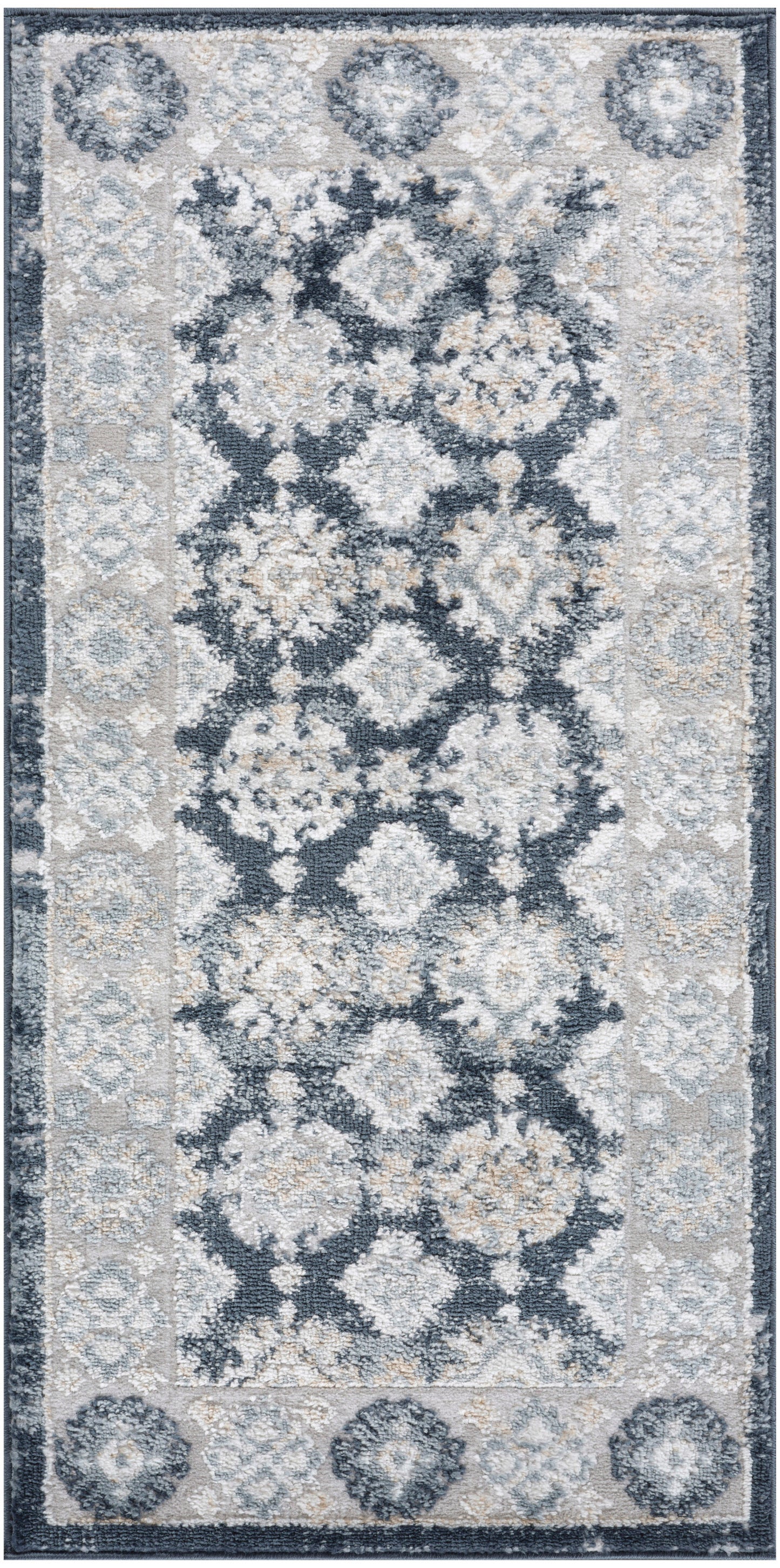 Nourison Home Dekor DEK02 Grey Navy Traditional Machine Woven Rug