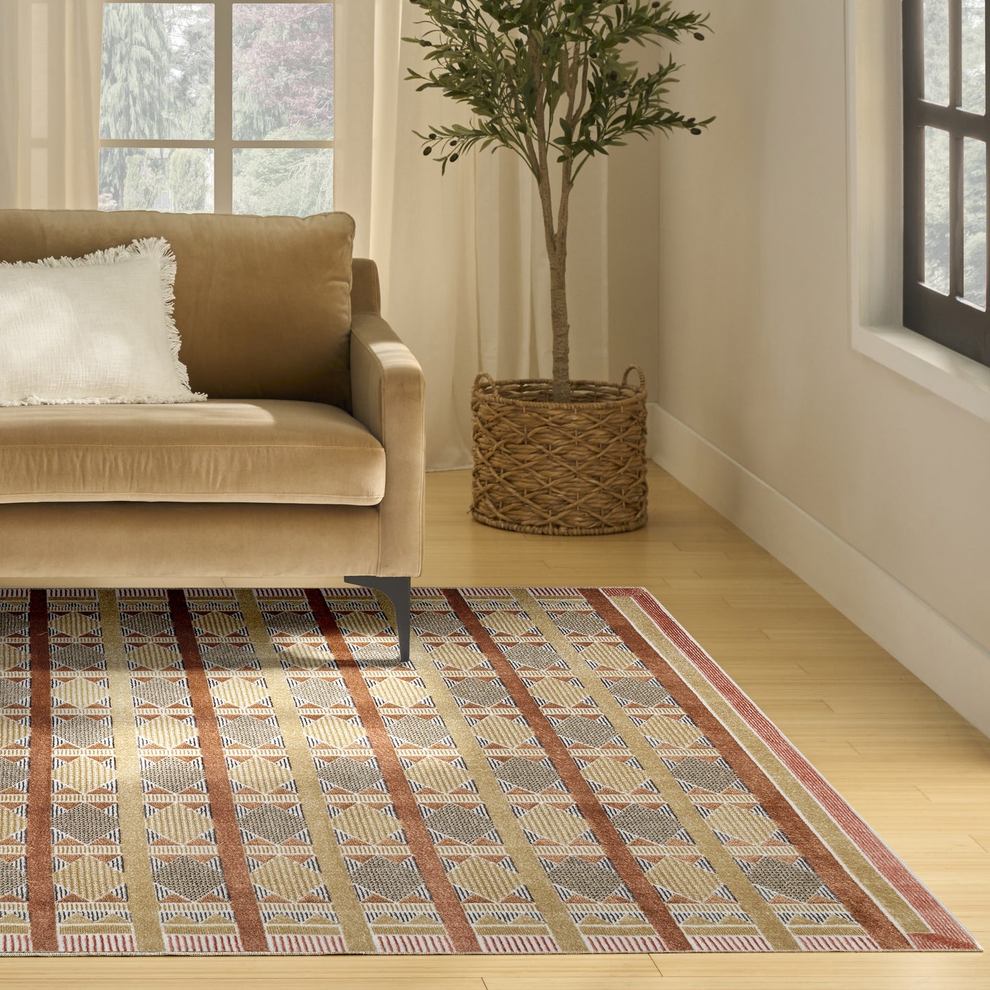 Nourison Home Nordic  Rust Multicolor  Contemporary