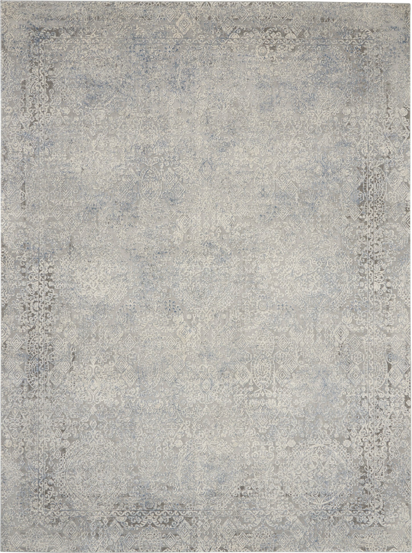 Nourison Home Rustic Textures RUS09 Ivory Light Blue Contemporary Power-loomed Rugs