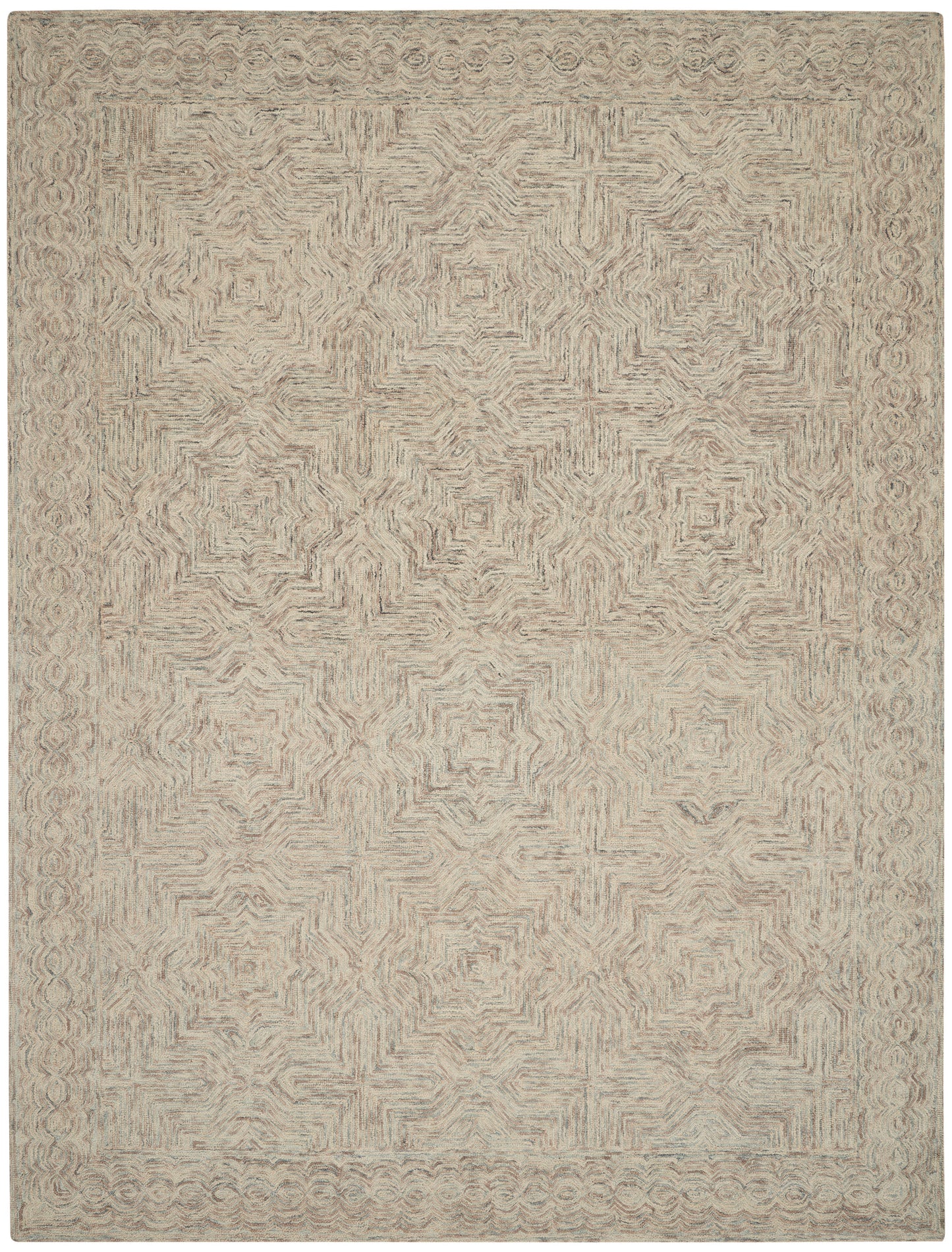 Nourison Home Interlock  Blue Ivory  Contemporary