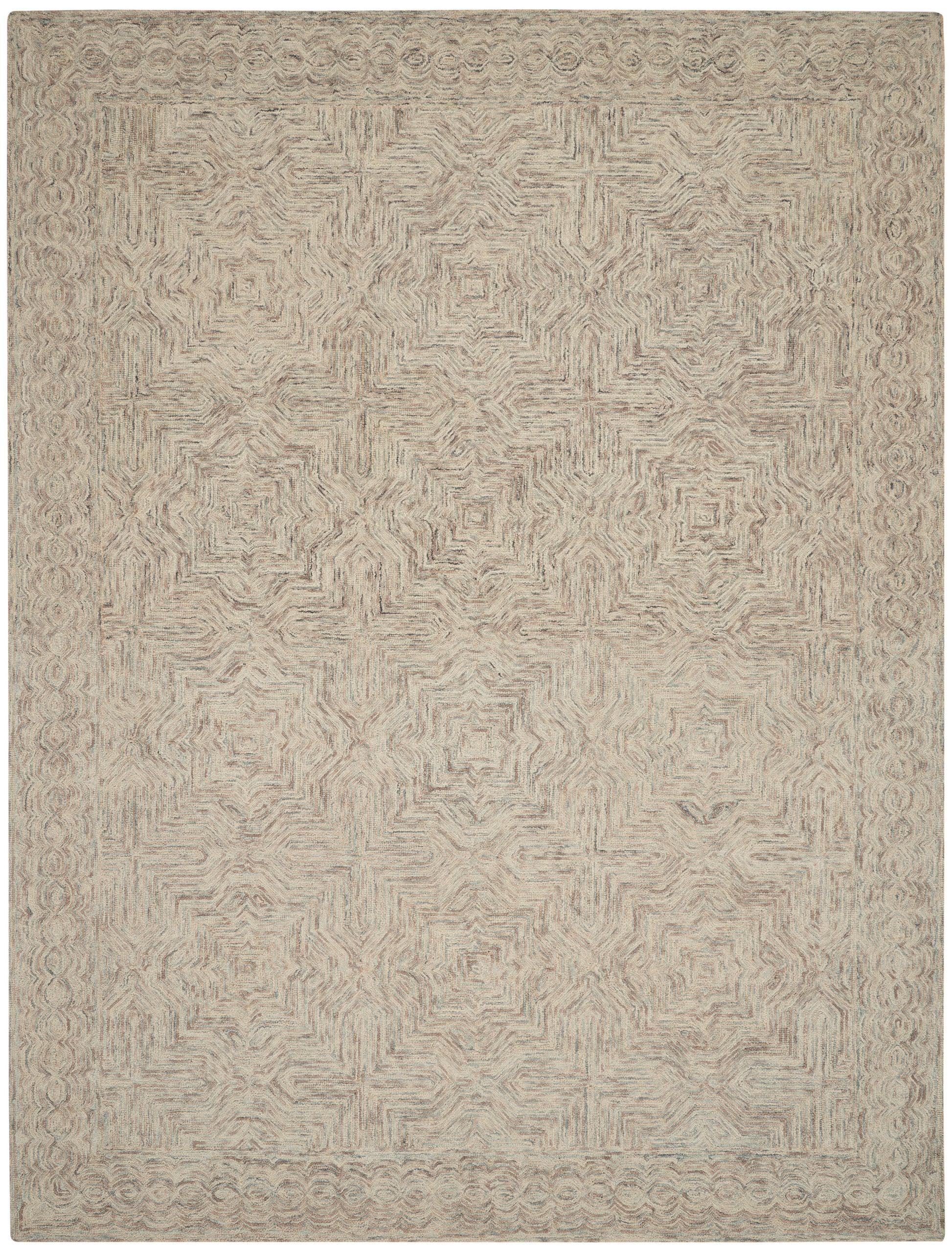 Nourison Home Interlock  Blue Ivory  Contemporary