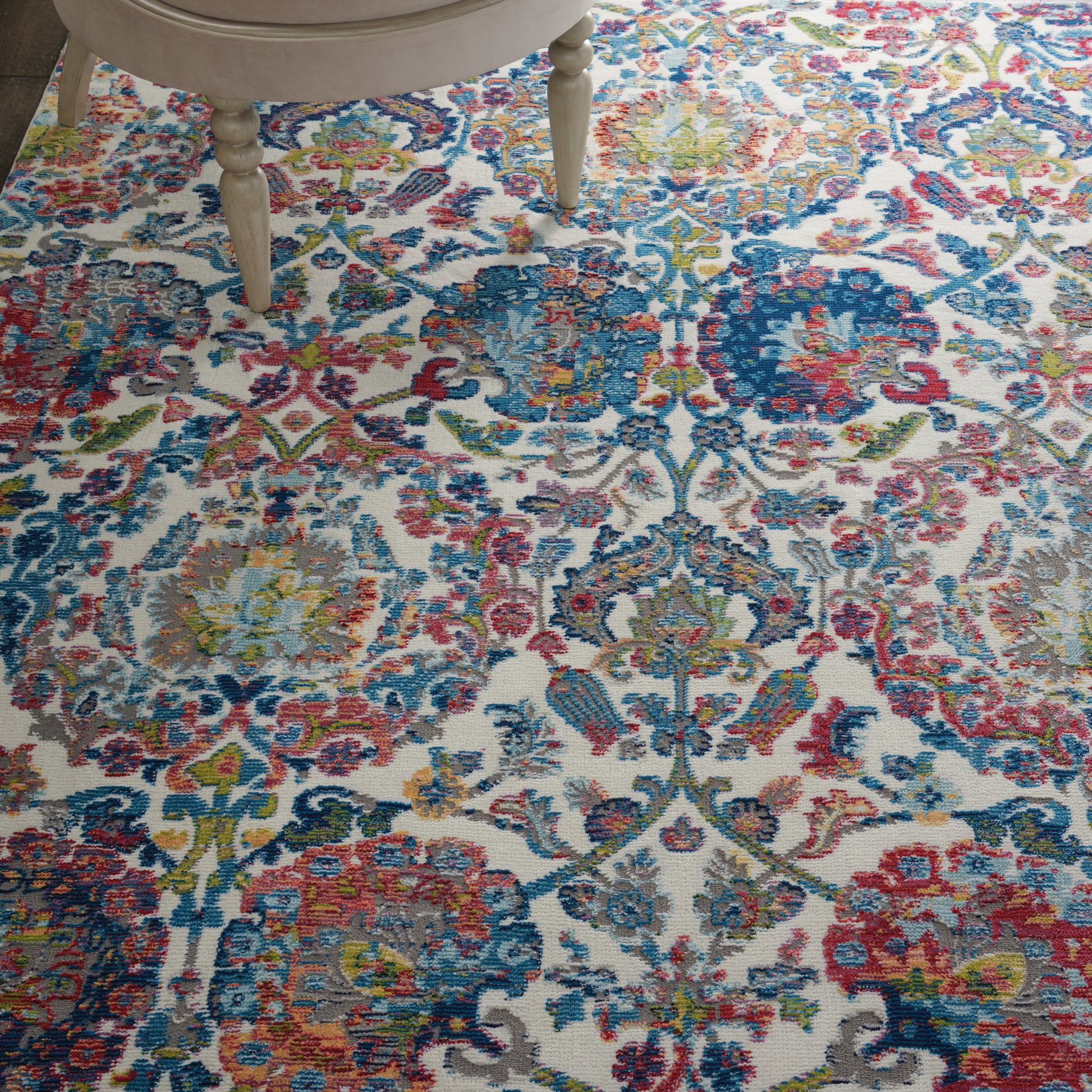 Nourison Home Ankara Global  Ivory Blue  Transitional