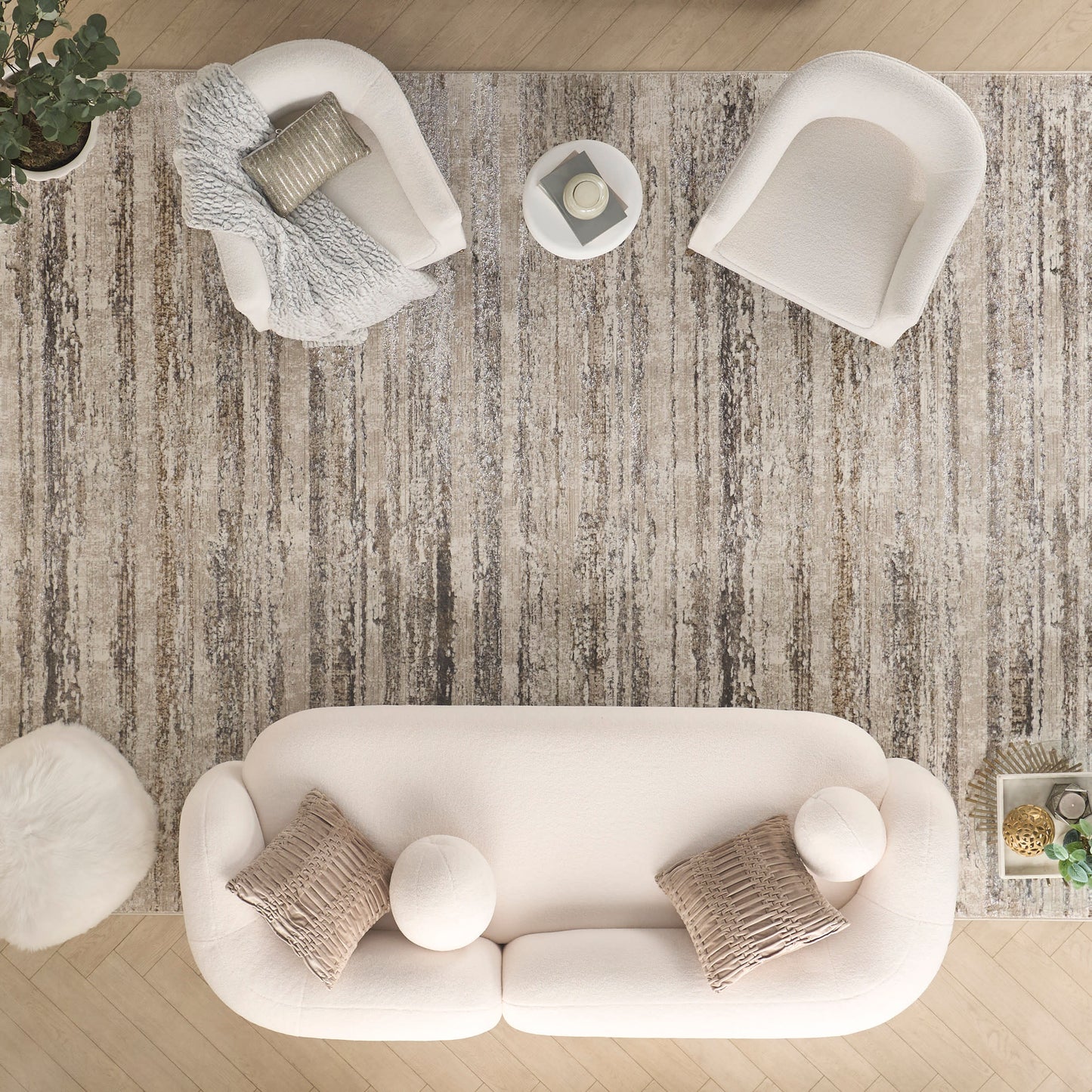 Nourison Home Glitz  Cream Grey  Contemporary