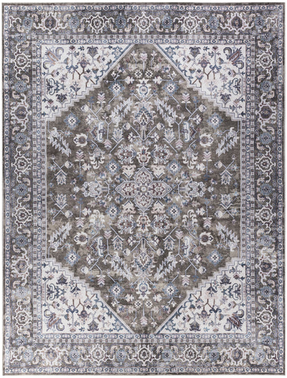 Nourison Home New Concept Washables SR104 Olive Ivory Traditional Machine Woven Rug