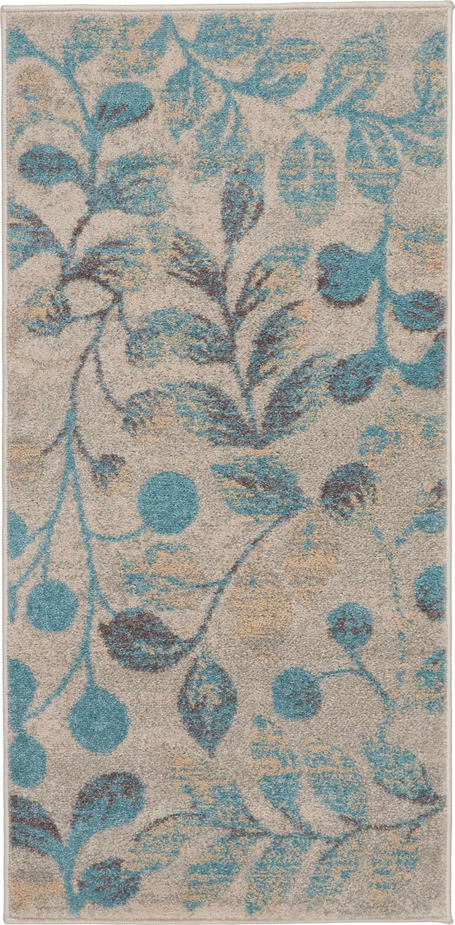 Nourison Home Tranquil TRA03 Ivory Turquoise Contemporary Power-loomed Rug