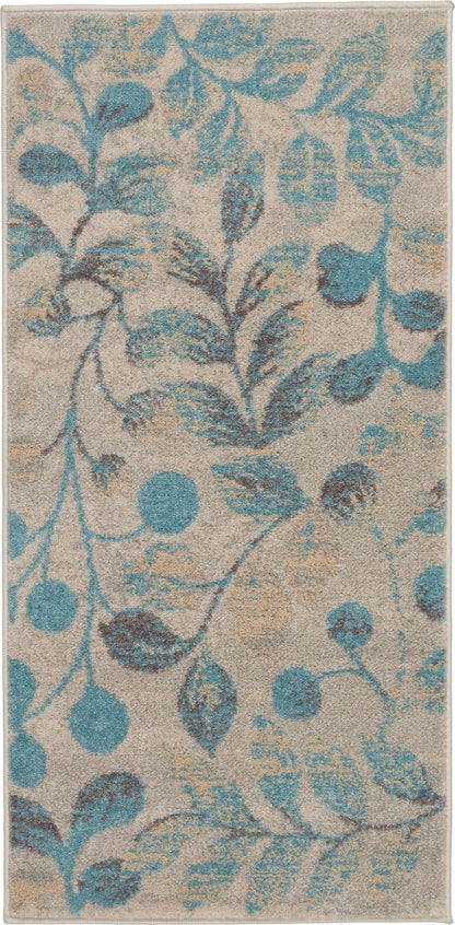 Nourison Home Tranquil TRA03 Ivory Turquoise Contemporary Power-loomed Rug