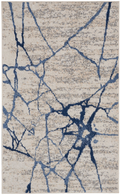 Calvin Klein River Flow RFV05 Ivory Blue Contemporary Power-loomed Rug