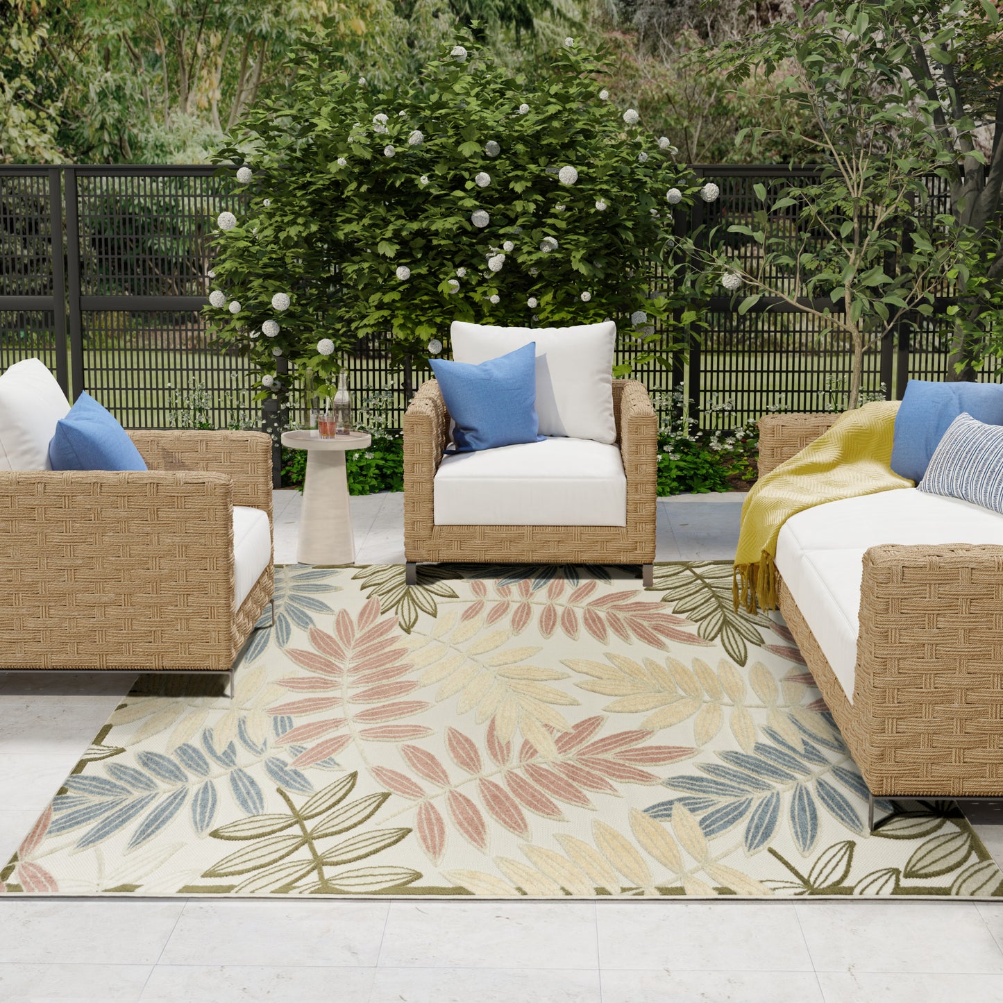 Nourison Home Aloha  Ivory Rose  Contemporary