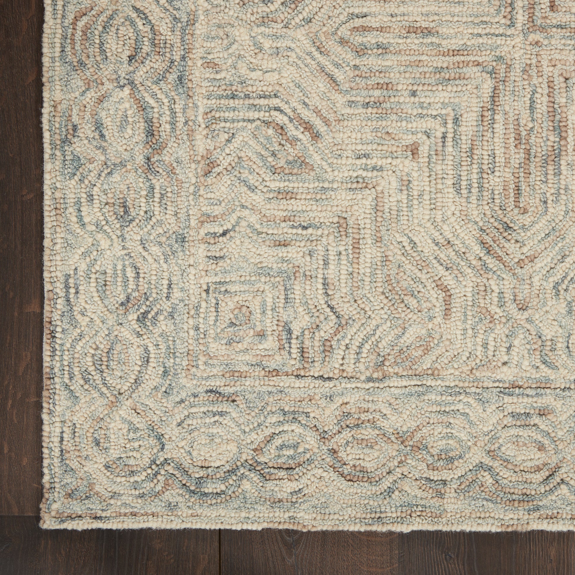 Nourison Home Interlock  Blue Ivory  Contemporary