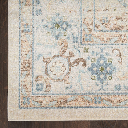 Nourison Home Astra Machine Washable  Ivory Blue  Traditional