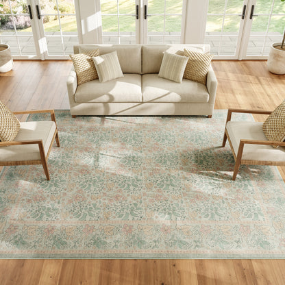 Nourison Home Botanical Washables  Green Multicolor  Contemporary