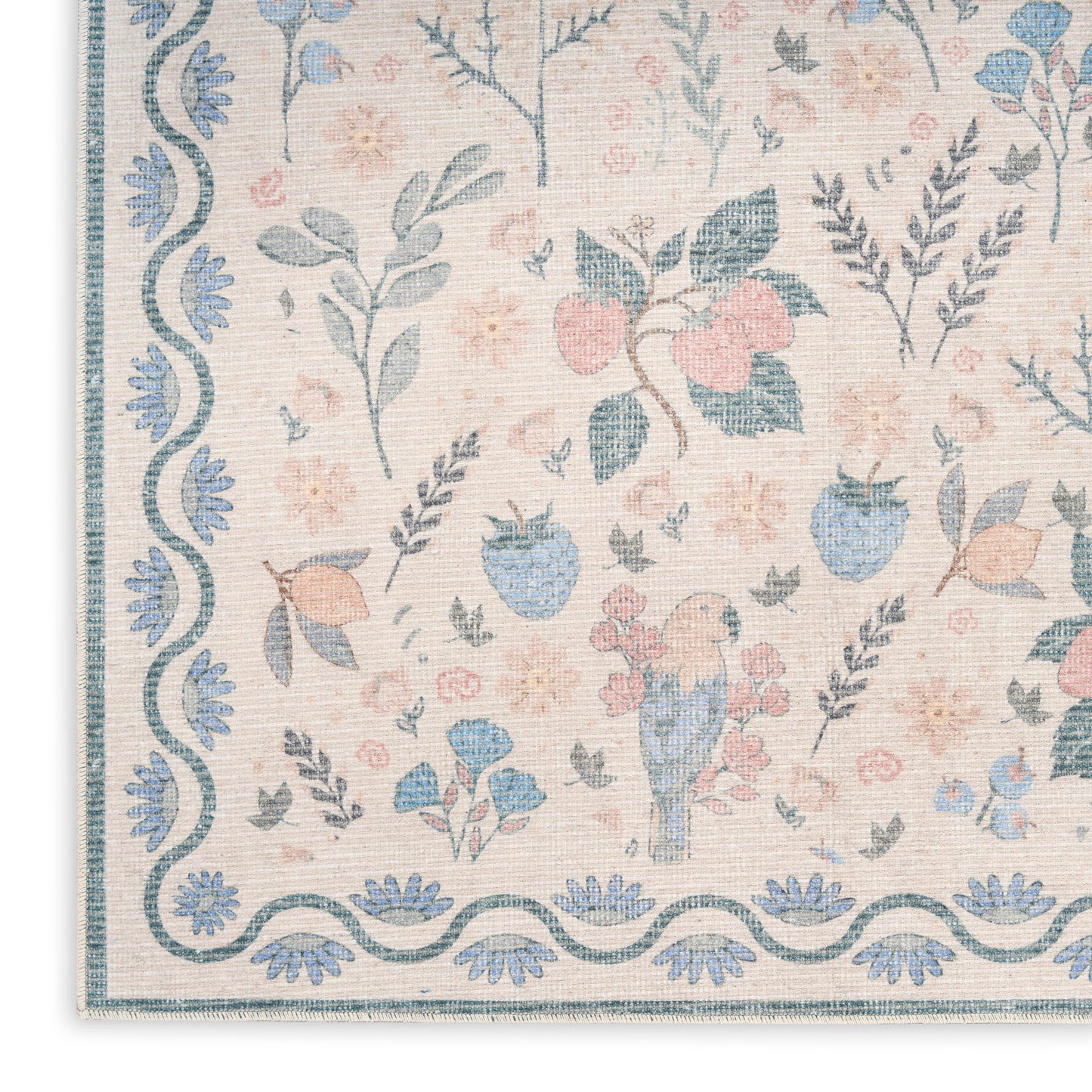 Nourison Home Botanical Washables  Ivory Multicolor  Contemporary