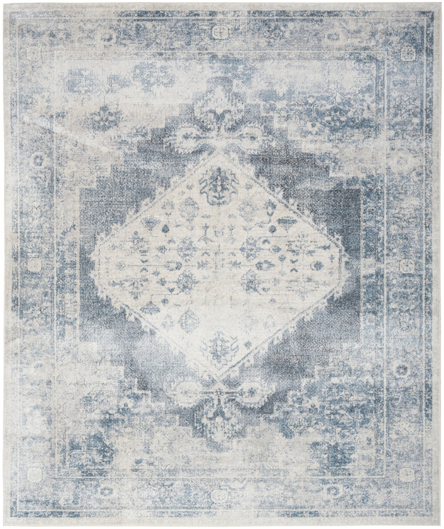 Nourison Home Astra Machine Washable ASW11 Blue Ivory Traditional Power-loomed Rug