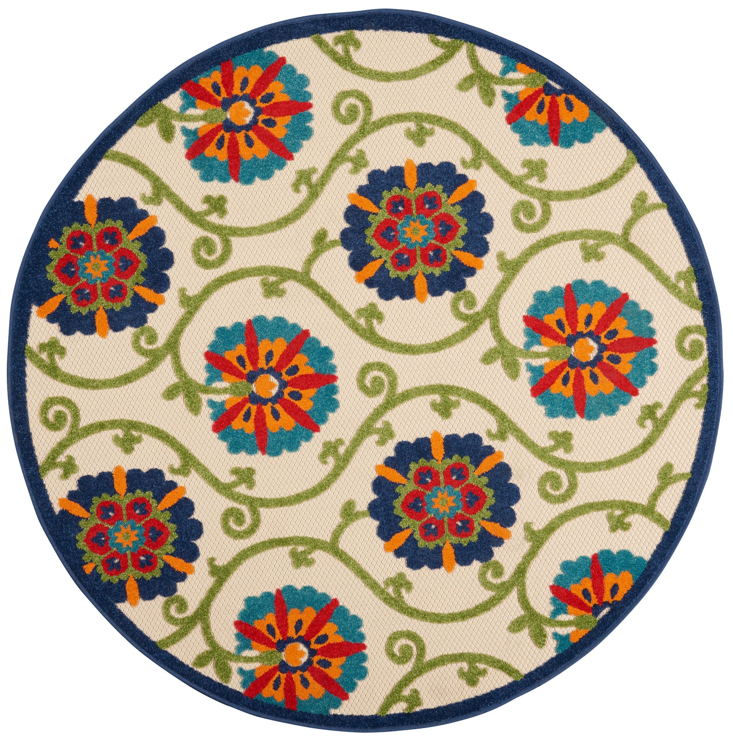 Nourison Home Aloha ALH19 Blue Multicolor Contemporary Power-loomed Rugs