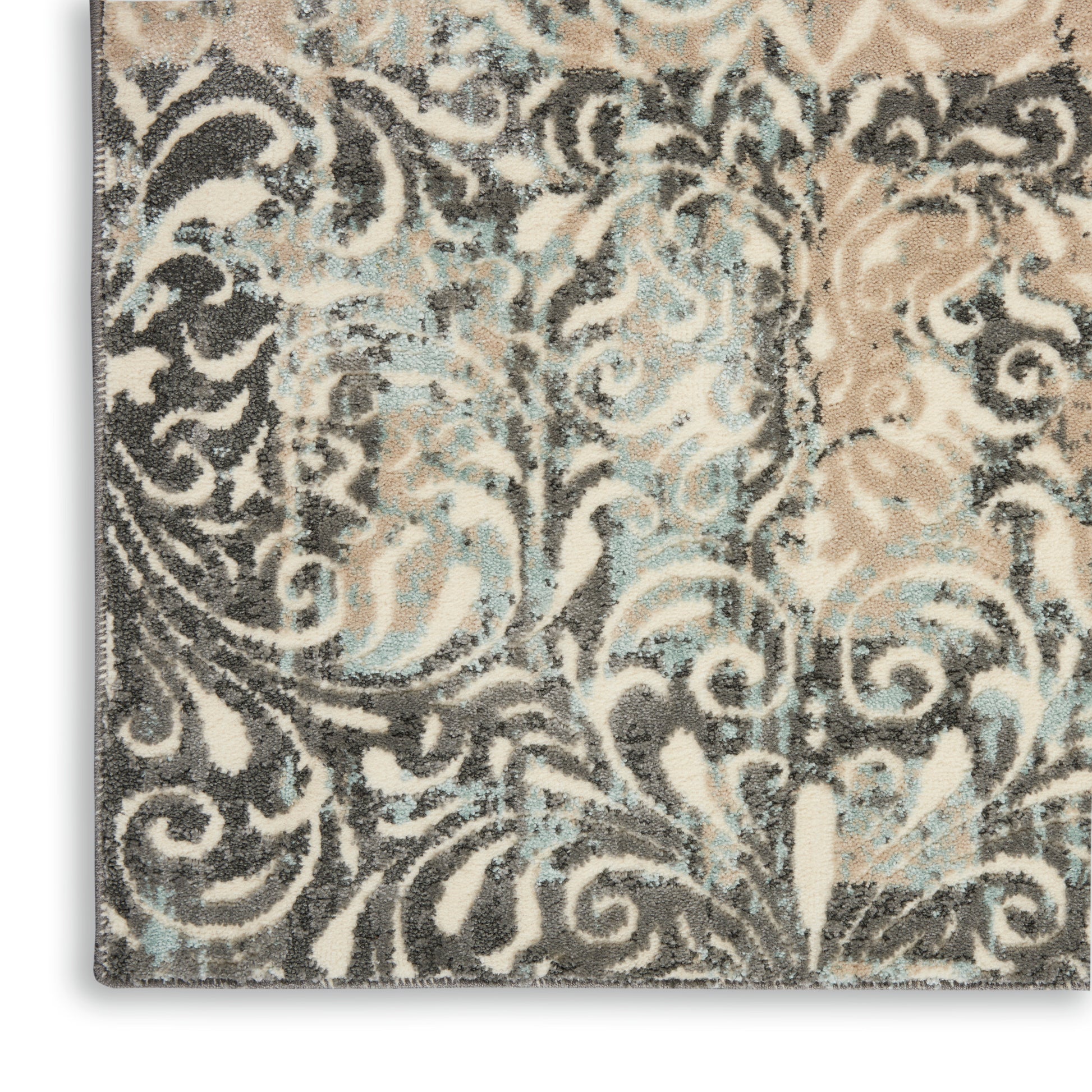 Nourison Home Marmara  Charcoal Teal Ivory  Contemporary