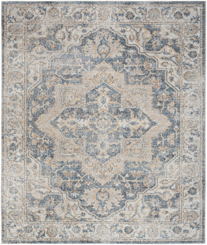 Nourison Home Astra Machine Washable ASW12 Grey Blue Traditional Power-loomed Rug