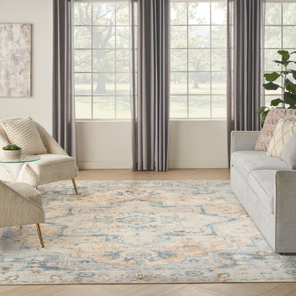 Nourison Home Astra Machine Washable  Beige Blue  Traditional