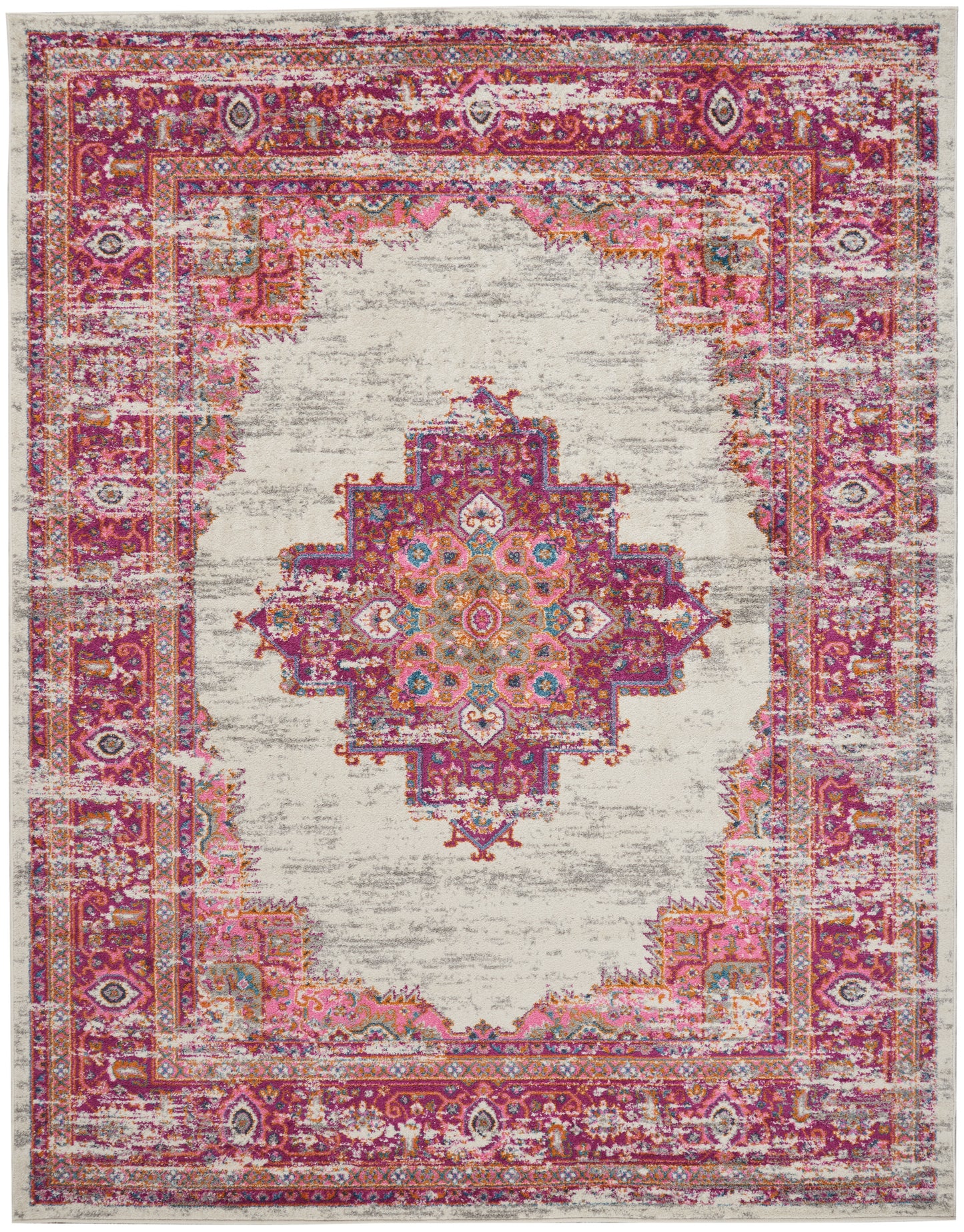 Nourison Home Passion PSN03 Ivory Fuchsia Transitional Power-loomed Rugs