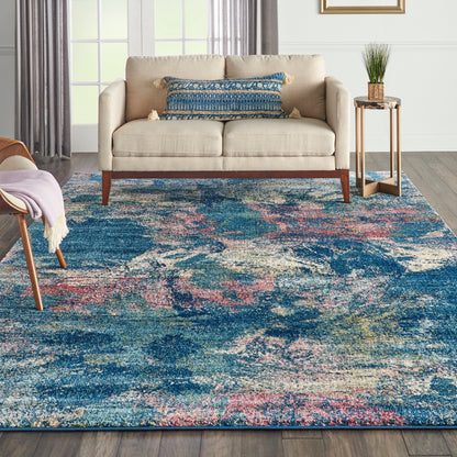 Nourison Home Fusion  Blue Multicolor  Contemporary