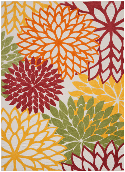 Nourison Home Aloha  Red Multicolor  Contemporary