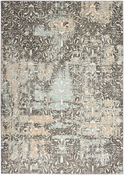 Nourison Home Marmara MRA04 Charcoal Teal Ivory Contemporary Power-loomed Rug