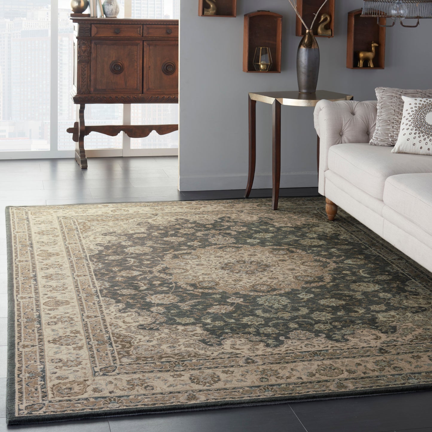 Nourison Home Living Treasures  Grey Ivory  Traditional