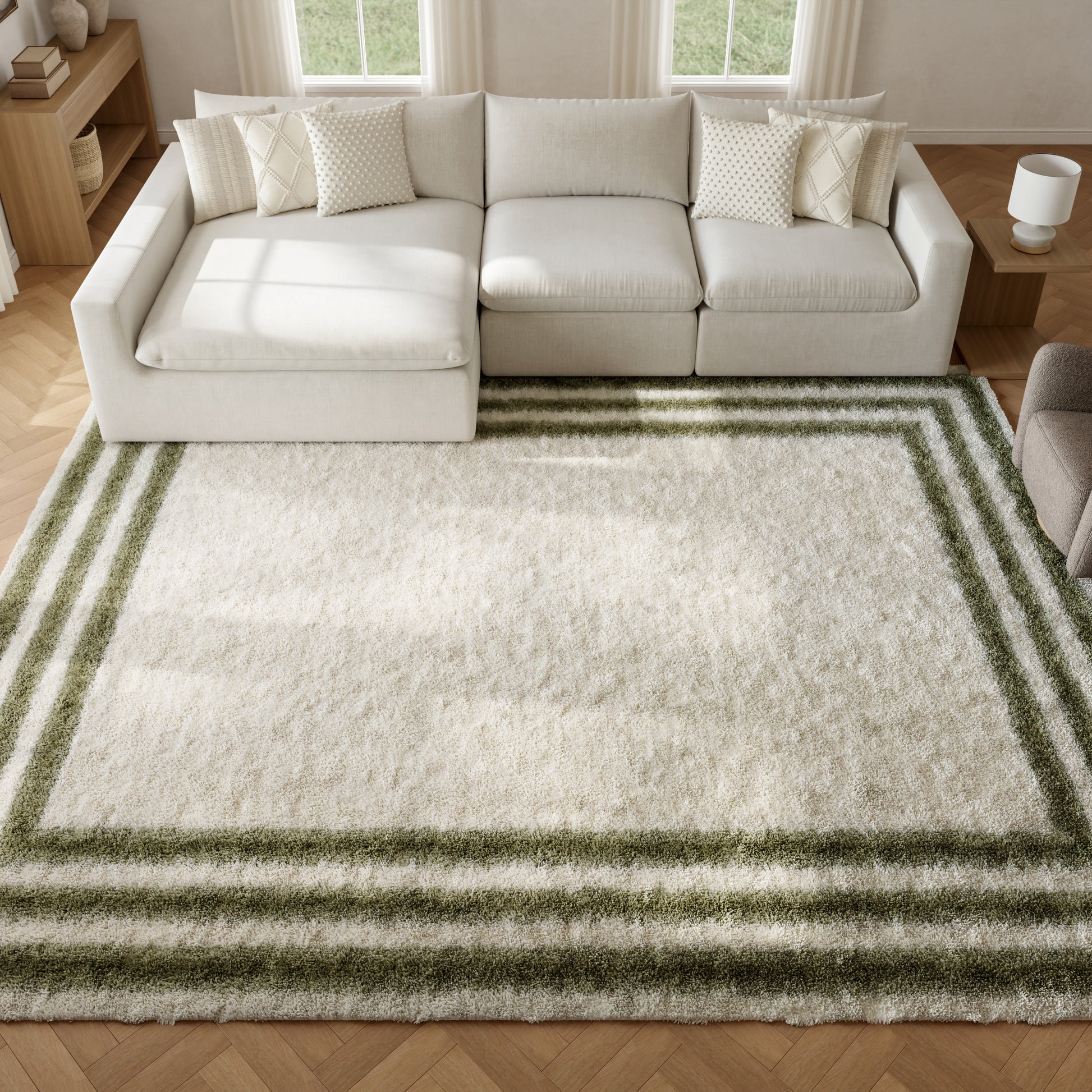 Nourison Home Pacific Shag  Ivory Green  Contemporary