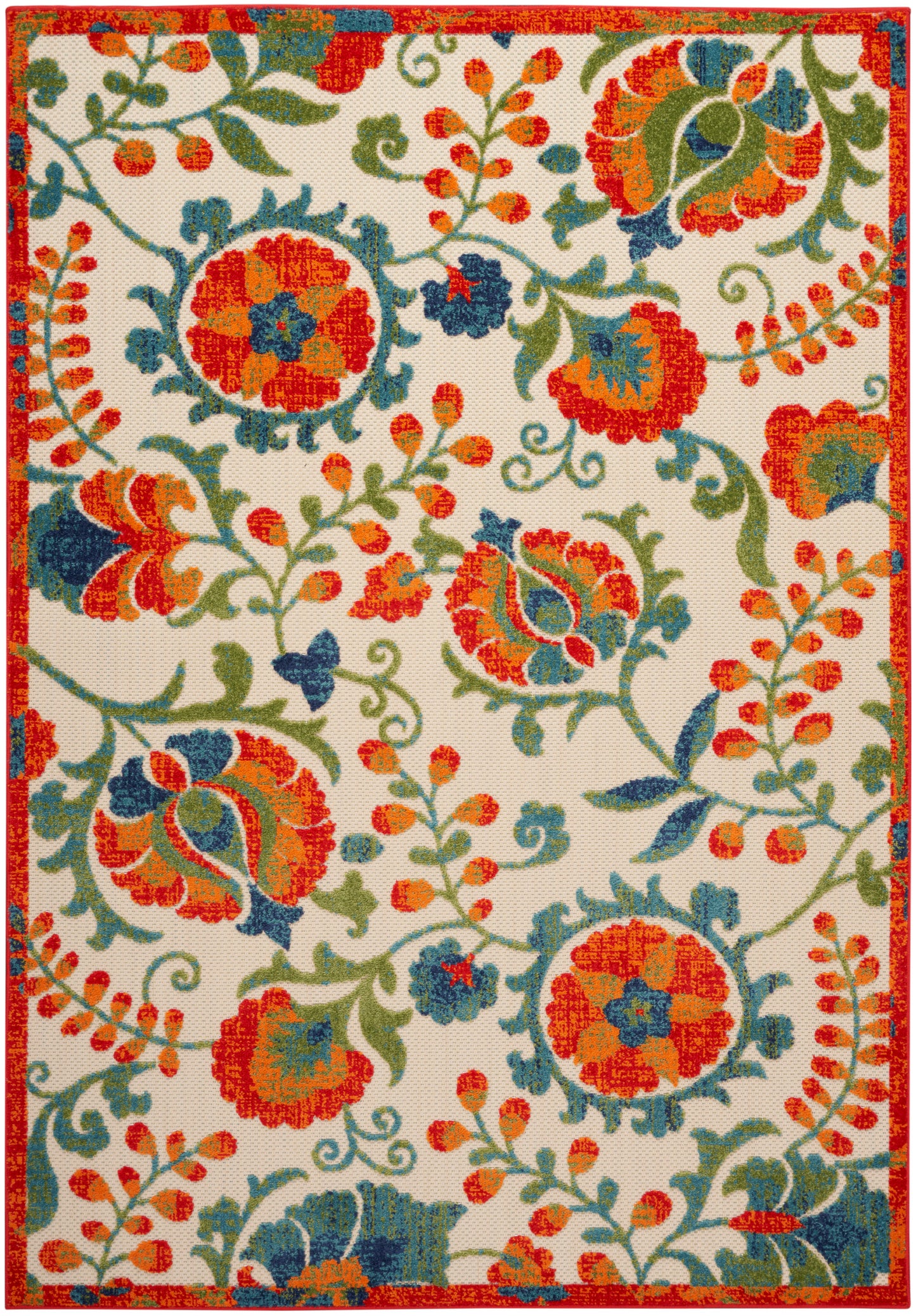 Nourison Home Aloha ALH17 Red Multicolor Contemporary Power-loomed Rugs