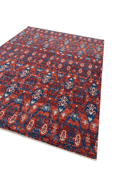 Artisan Samara Rust Blue Transitional Knotted Rug