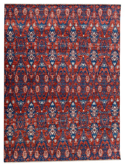 Artisan Samara Rust Blue Transitional Knotted Rug