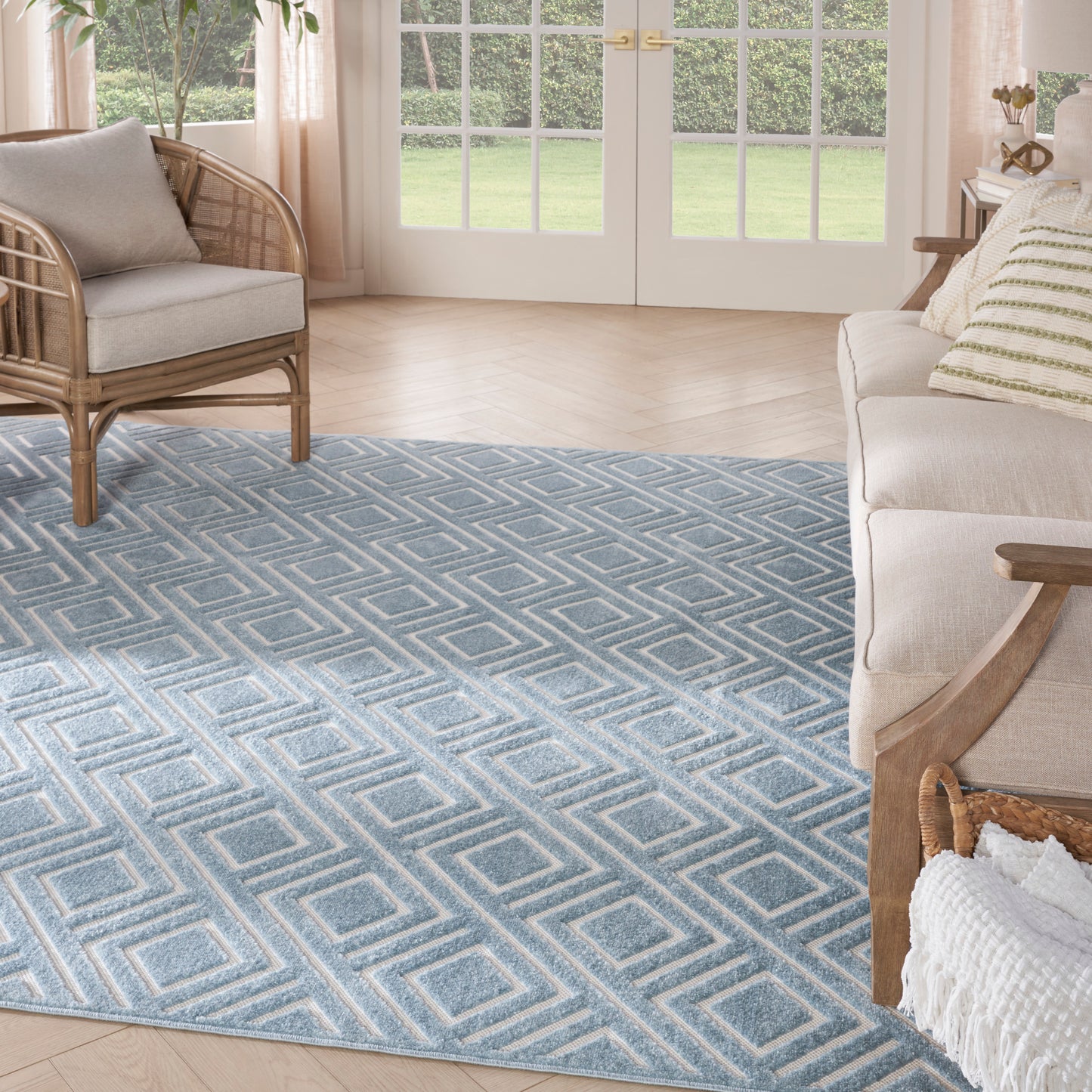 Nourison Home Care Free  Blue  Contemporary