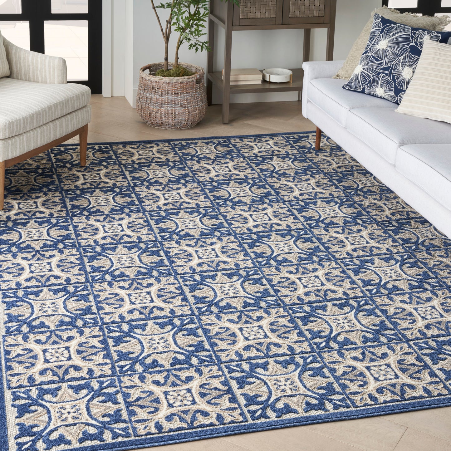 Nourison Home Aloha  Blue  Contemporary