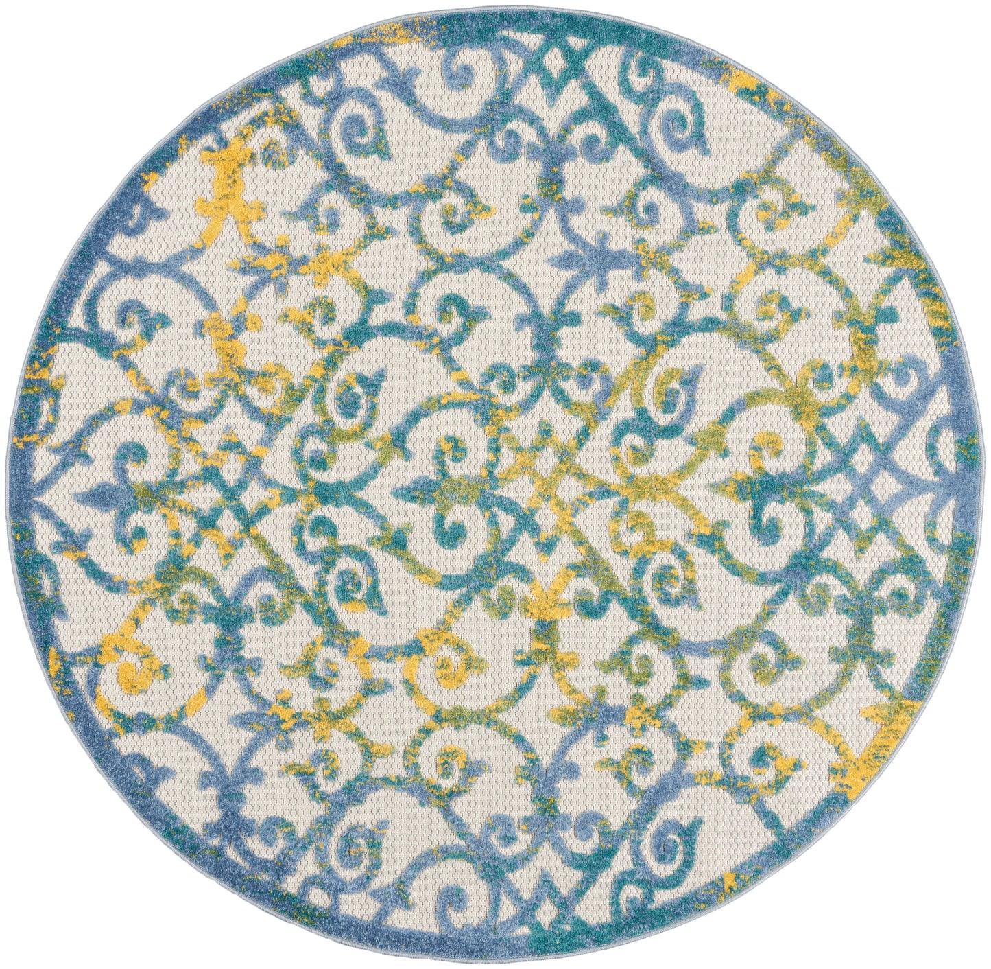 Nourison Home Aloha ALH21 Ivory Blue Contemporary Power-loomed Rugs