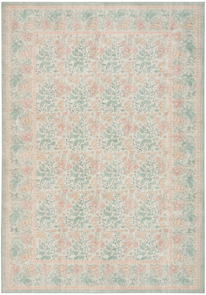 Nourison Home Botanical Washables BOT03 Green Multicolor Contemporary Machine Woven Rug