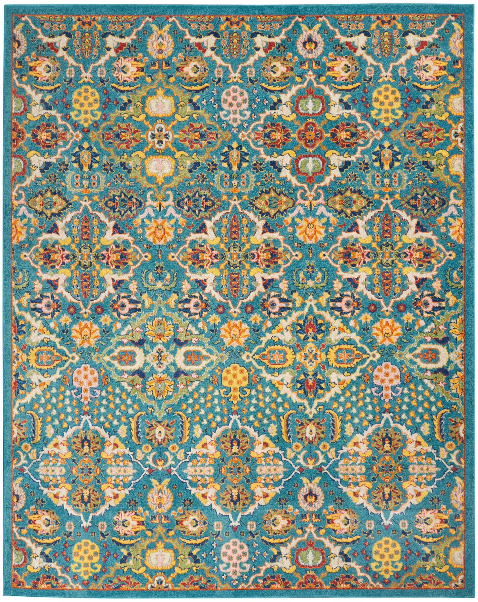 Nourison Home Allur  Turquoise Ivory  Transitional