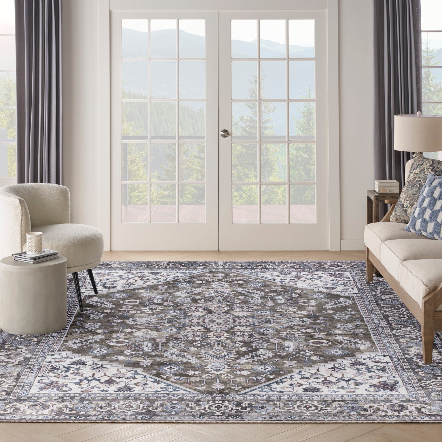 Nourison Home New Concept Washables  Olive Ivory  Traditional