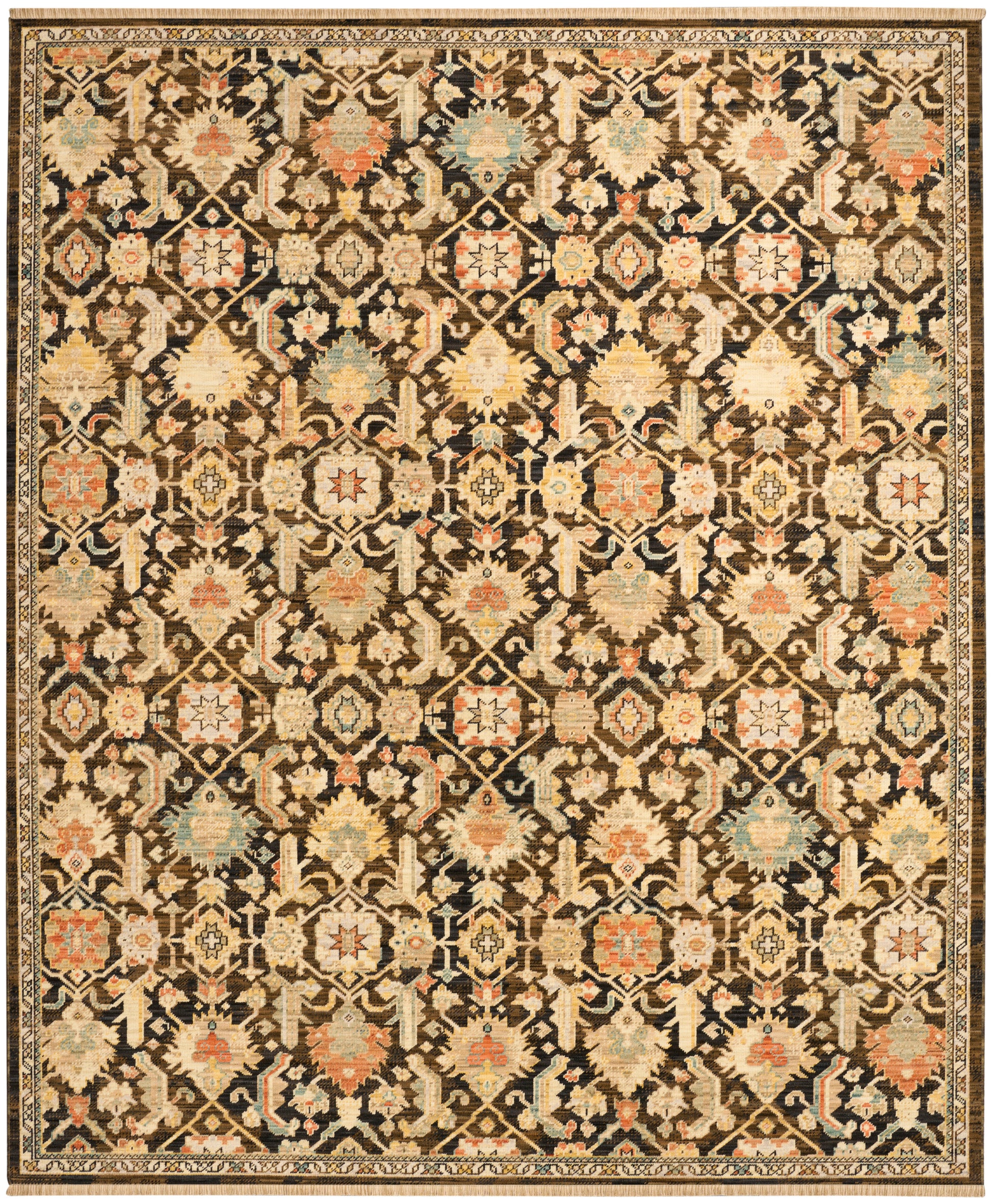 Nourison Home Antique Bloom  Mocha Multicolor  Traditional