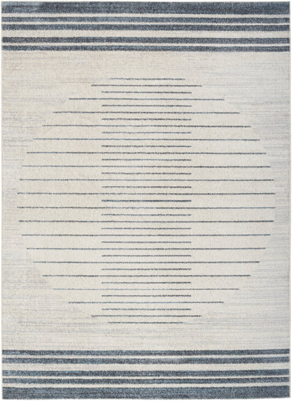 Nourison Home Astra Machine Washable ASW04 Ivory Blue Contemporary Power-loomed Rug