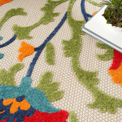 Nourison Home Aloha  Red Multicolor  Contemporary