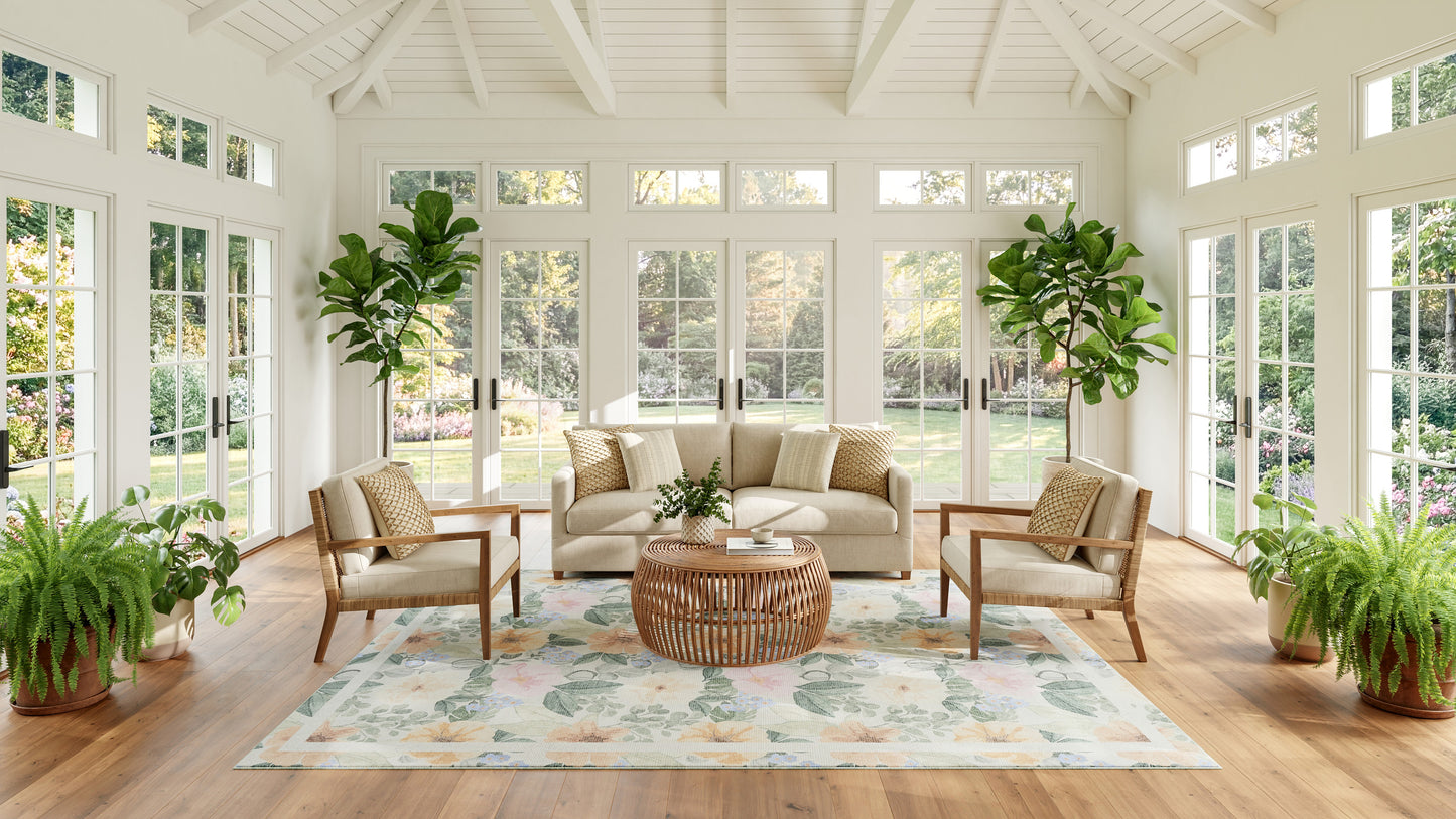 Nourison Home Botanical Washables  Ivory Multicolor  Contemporary