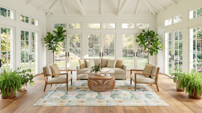 Nourison Home Botanical Washables  Ivory Multicolor  Contemporary