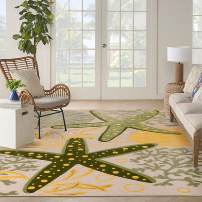 Nourison Home Aloha  Green Yellow  Contemporary