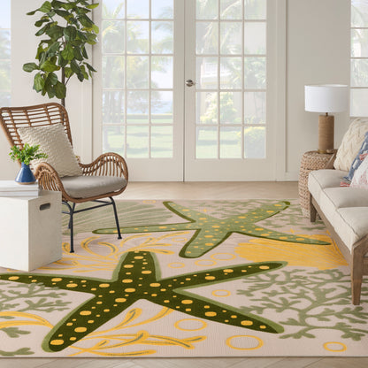 Nourison Home Aloha  Green Yellow  Contemporary