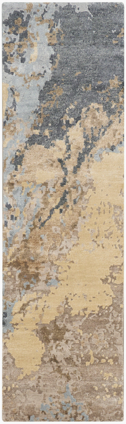 Nourison Home Silk Shadows SHA23 Beige Blue Contemporary Knotted Rug