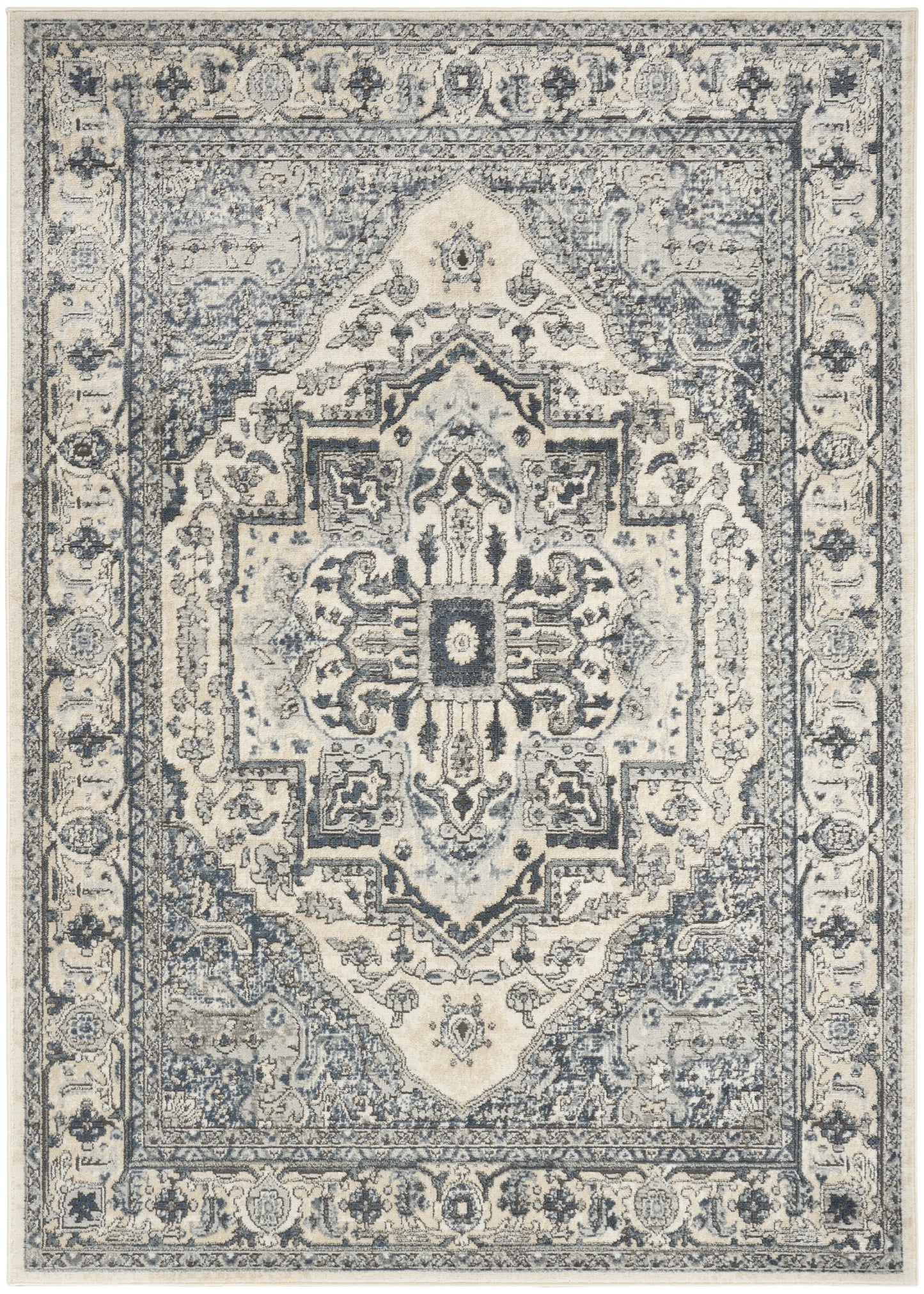 Nourison Home Quarry QUA18 Ivory Navy Traditional Power-loomed Rugs
