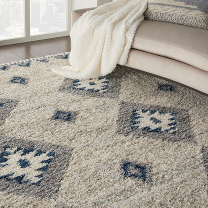 Nourison Home Oslo Shag  Ivory Blue  Contemporary